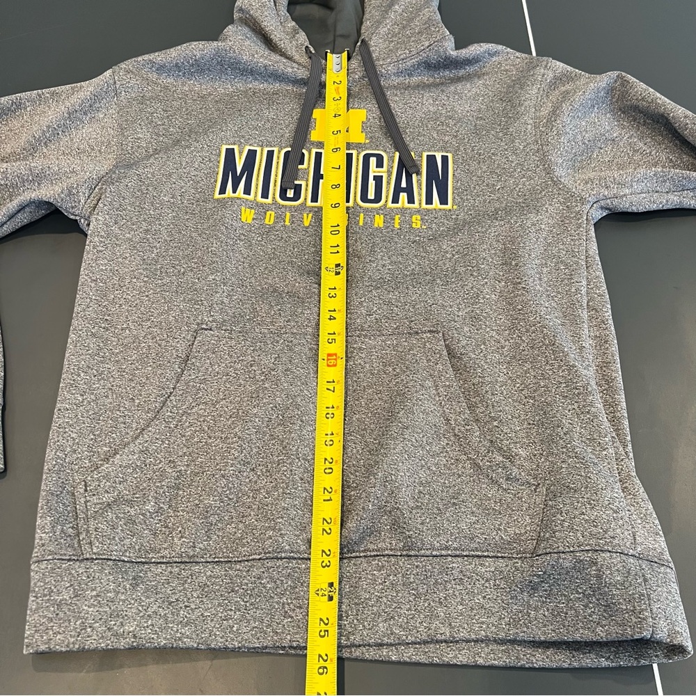 University of Michigan Wolverines Gray Blue Yellow Hoodie Sweatshirt Mens Medium - Picture 13 of 13